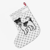 Zwart-Witte Wire Fox Terrier Mooie Hond & Naam Grote Kerstsok (Achterkant (Hangend))