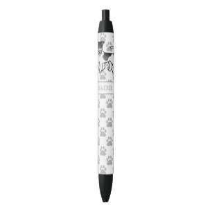 Zwart-Witte Wire Fox Terrier Mooie Hond & Naam Zwarte Inkt Pen