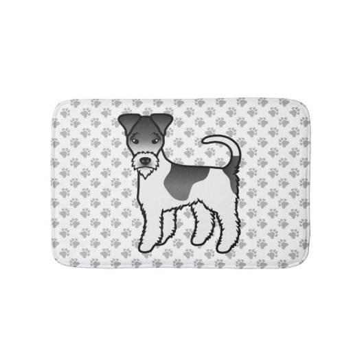 Zwart-Witte Wire Fox Terrier Schattige Cartoon Hon Badmat (Voorkant)