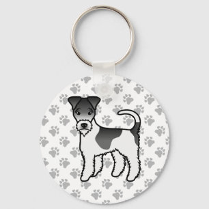 Zwart-Witte Wire Fox Terrier Schattige Cartoon Hon Sleutelhanger