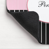 Zwart-witte witte rode zwarte roze Floral met naam Muismat (Hoek)