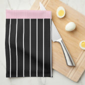 Zwart-witte witte rode zwarte roze Floral met naam Theedoek (Quarter Fold)