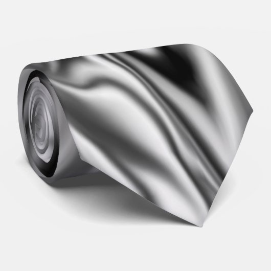 Zwart-witte witte witte witte witte zilver stropdas (Opgerold)
