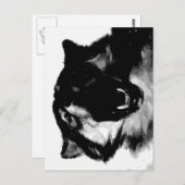 Zwart-witte wolf briefkaart (Voorkant / Achterkant)