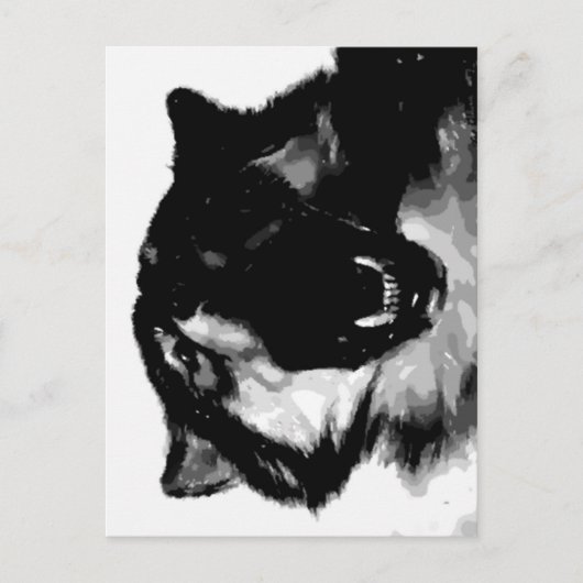 Zwart-witte wolf briefkaart (Voorkant)
