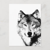 Zwart-witte wolf briefkaart (Voorkant)