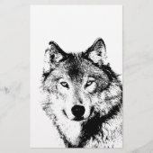 Zwart & Witte Wolf Briefpapier (Voorkant)