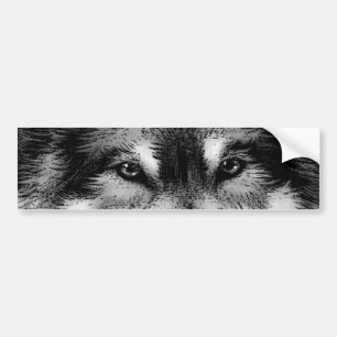 Zwart-witte wolf bumpersticker