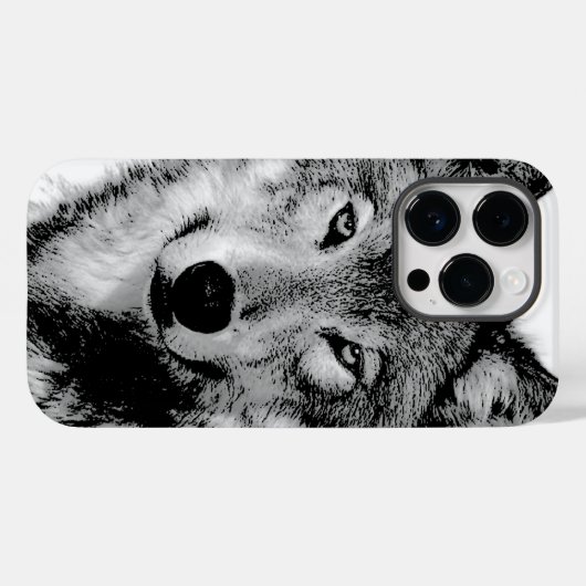 Zwart-witte wolf Case-Mate iPhone case (Achterkant (horizontaal))
