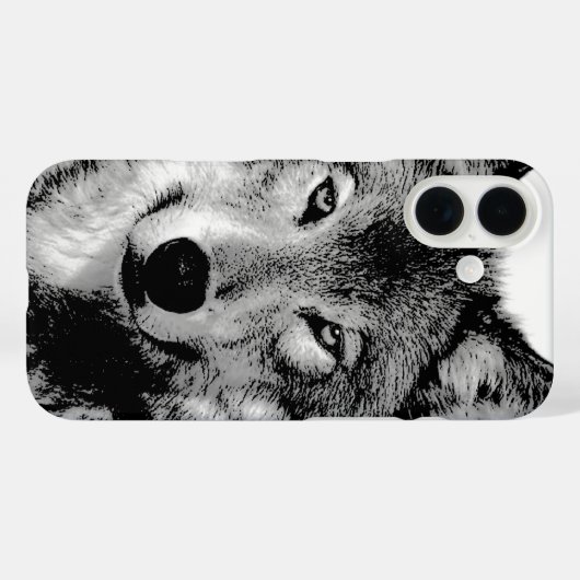 Zwart-witte wolf Case-Mate iPhone case (Achterkant (horizontaal))