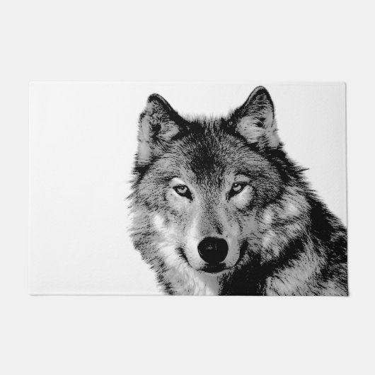 Zwart-witte wolf deurmat (Voorkant)