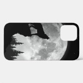 Zwart-witte wolf die op de maan vliegt Case-Mate iPhone case (Achterkant (horizontaal))