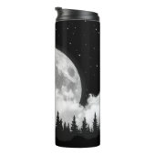 Zwart-witte wolf die op de maan vliegt thermosbeker (Geroteerd rechts)