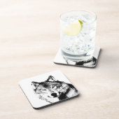 Zwart-witte wolf drankjes onderzetter (Rechterzijde)