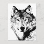 Zwart-witte wolf feestdagenkaart (Voorkant)