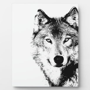 Zwart-witte wolf fotoplaat