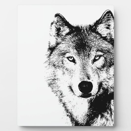 Zwart-witte wolf fotoplaat (Voorkant)