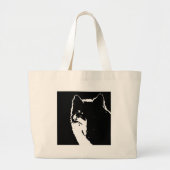 Zwart-witte wolf grote tote bag (Voorkant)