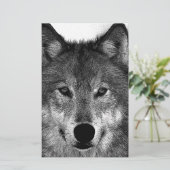 Zwart-witte wolf-illustratie briefpapier (Staand voorkant)