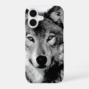 Zwart & Witte Wolf iPhone 16 Hoesje