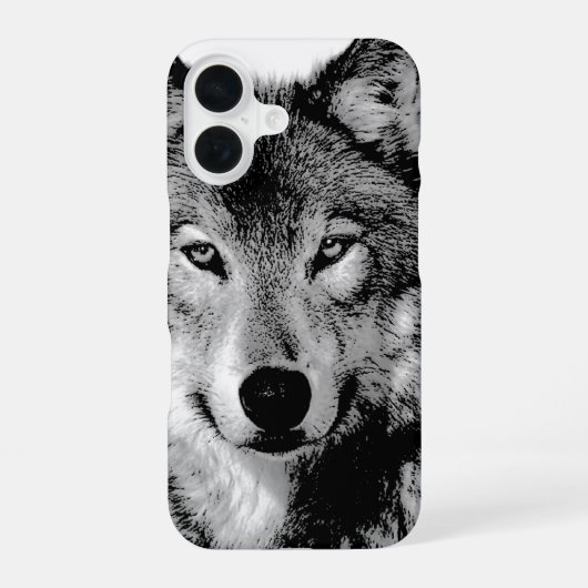 Zwart & Witte Wolf iPhone 16 Hoesje (Achterkant)