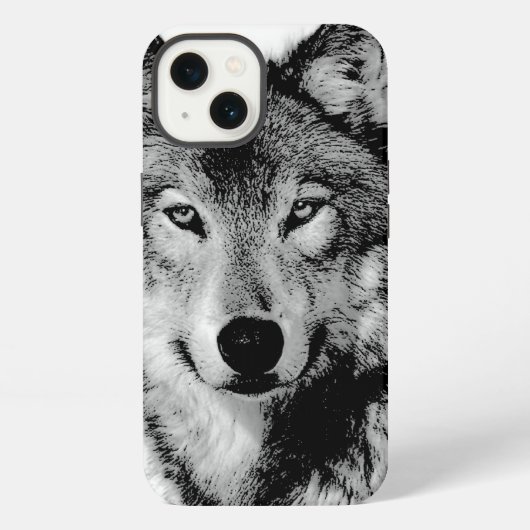 Zwart & Witte Wolf iPhone Hoesje (Achterkant)