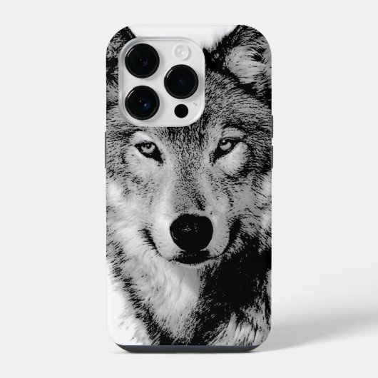 Zwart-witte wolf iPhone hoesje (Achterkant)