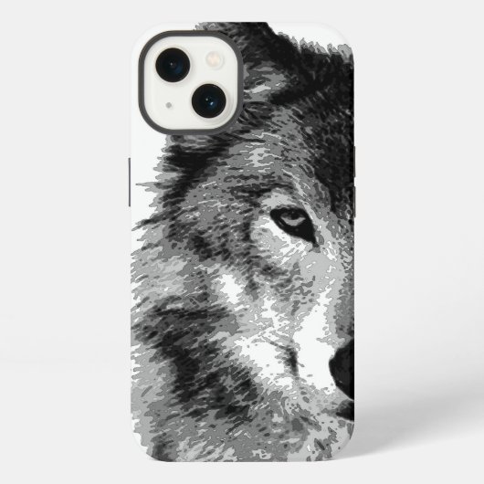Zwart & Witte Wolf iPhone Hoesje (Achterkant)