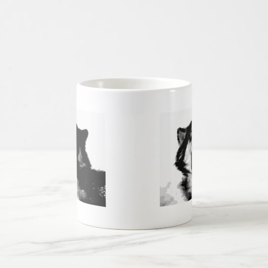 Zwart-witte wolf koffiemok (Center)