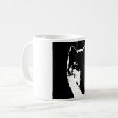 Zwart-witte wolf koffiemok (Voorkant links)