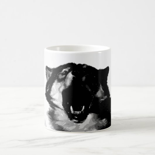 Zwart-witte wolf koffiemok (Center)