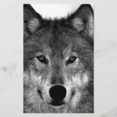 Zwart & Witte Wolf Kunstwerk Briefpapier (Voorkant)