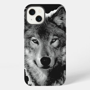 Zwart & Witte Wolf Kunstwerk iPhone 13 Hoesje