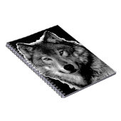 Zwart & Witte Wolf Kunstwerk Notitieboek (Rechterzijde)