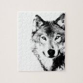 Zwart-witte wolf legpuzzel (Verticaal)