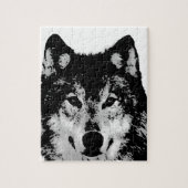 Zwart-witte wolf legpuzzel (Verticaal)