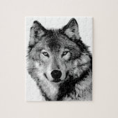 Zwart-witte wolf legpuzzel (Verticaal)