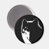 Zwart-witte wolf magneet (Voorkant / Achterkant)