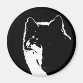 Zwart-witte wolf magneet (Voorkant)