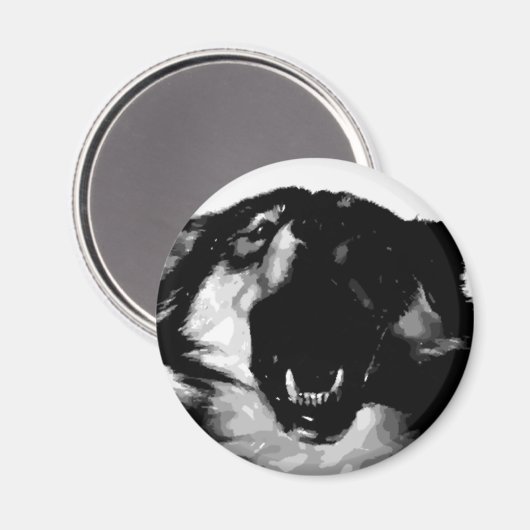 Zwart-witte wolf magneet (Voorkant / Achterkant)