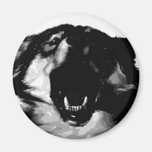Zwart-witte wolf magneet