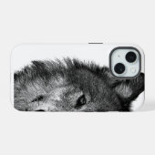 Zwart & Witte Wolf Oog Kunstwerk iPhone 15 Case (Achterkant horizontaal)