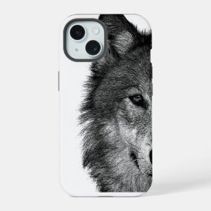 Zwart & Witte Wolf Oog Kunstwerk iPhone 15 Case