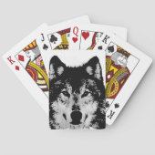 Zwart-witte wolf pokerkaarten (Achterkant)