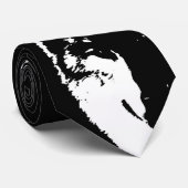 Zwart-witte Wolf Pop Art Stropdas (Opgerold)