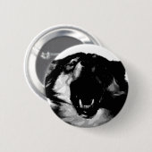 Zwart-witte wolf ronde button 5,7 cm (Voorkant /achterkant)