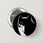Zwart-witte wolf ronde button 5,7 cm (Voorkant /achterkant)