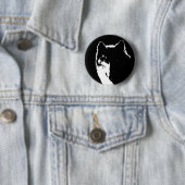 Zwart-witte wolf ronde button 5,7 cm (In situ)