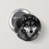 Zwart-witte wolf ronde button 5,7 cm (Voorkant /achterkant)