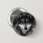 Zwart-witte wolf ronde button 5,7 cm (Voorkant /achterkant)